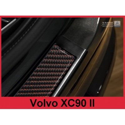 Carbon Edelstahl Ladekantenschutz VOLVO XC90 Grafit / Rot