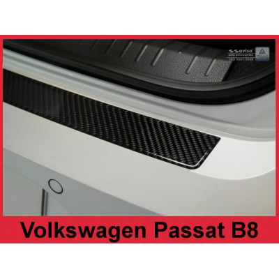 Carbon Edelstahl Ladekantenschutz VOLKSWAGEN PASSAT B8 Limousine Schwarz